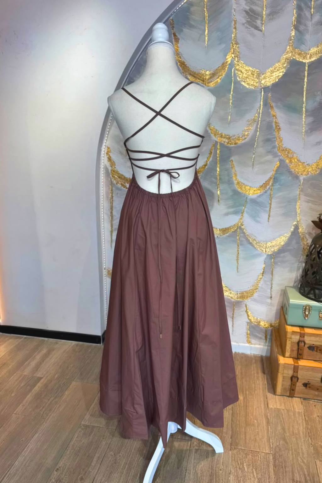 Vestido tirantes cafe