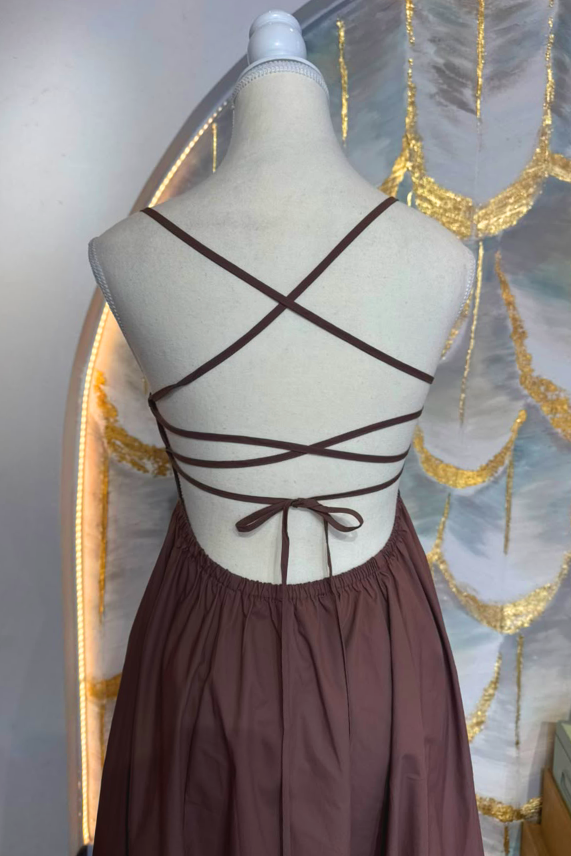 Vestido tirantes cafe