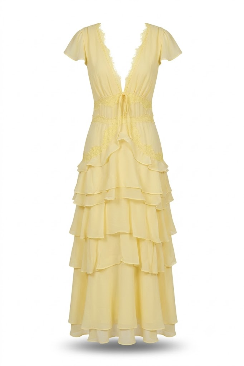 Vestido amarillo con escote en V