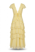Vestido amarillo con escote en V