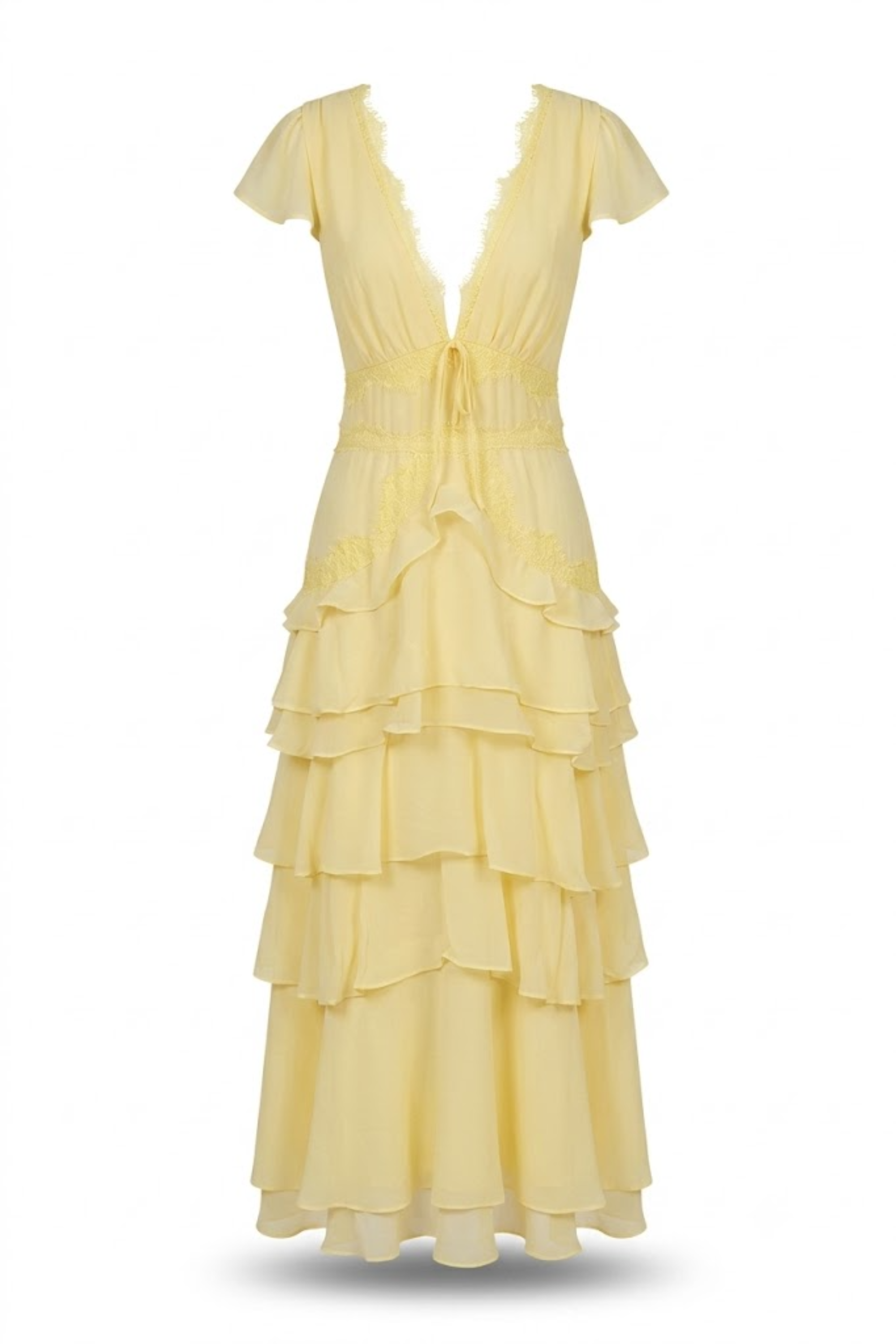 Vestido amarillo con escote en V