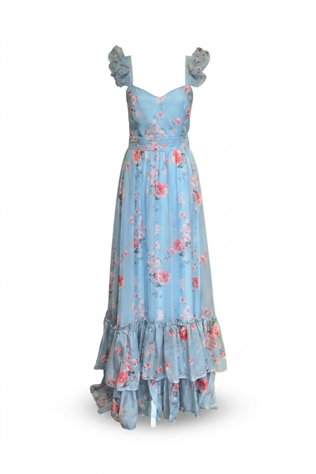 Vestido largo azul cielo