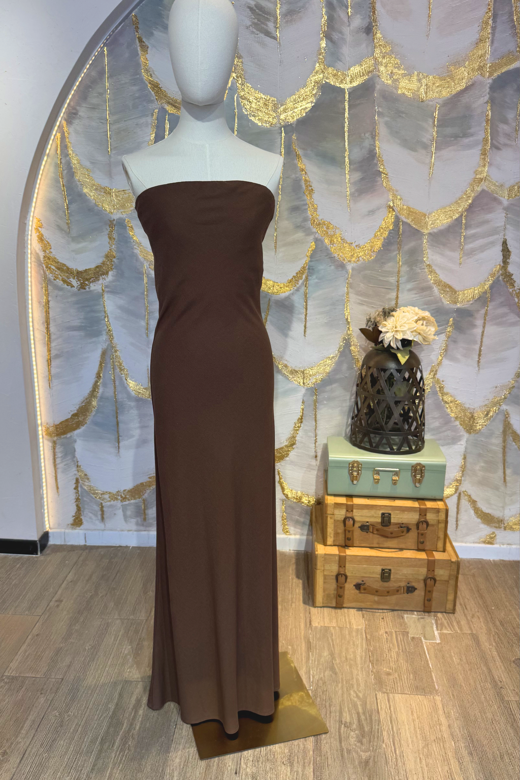 Vestido strapless cafe
