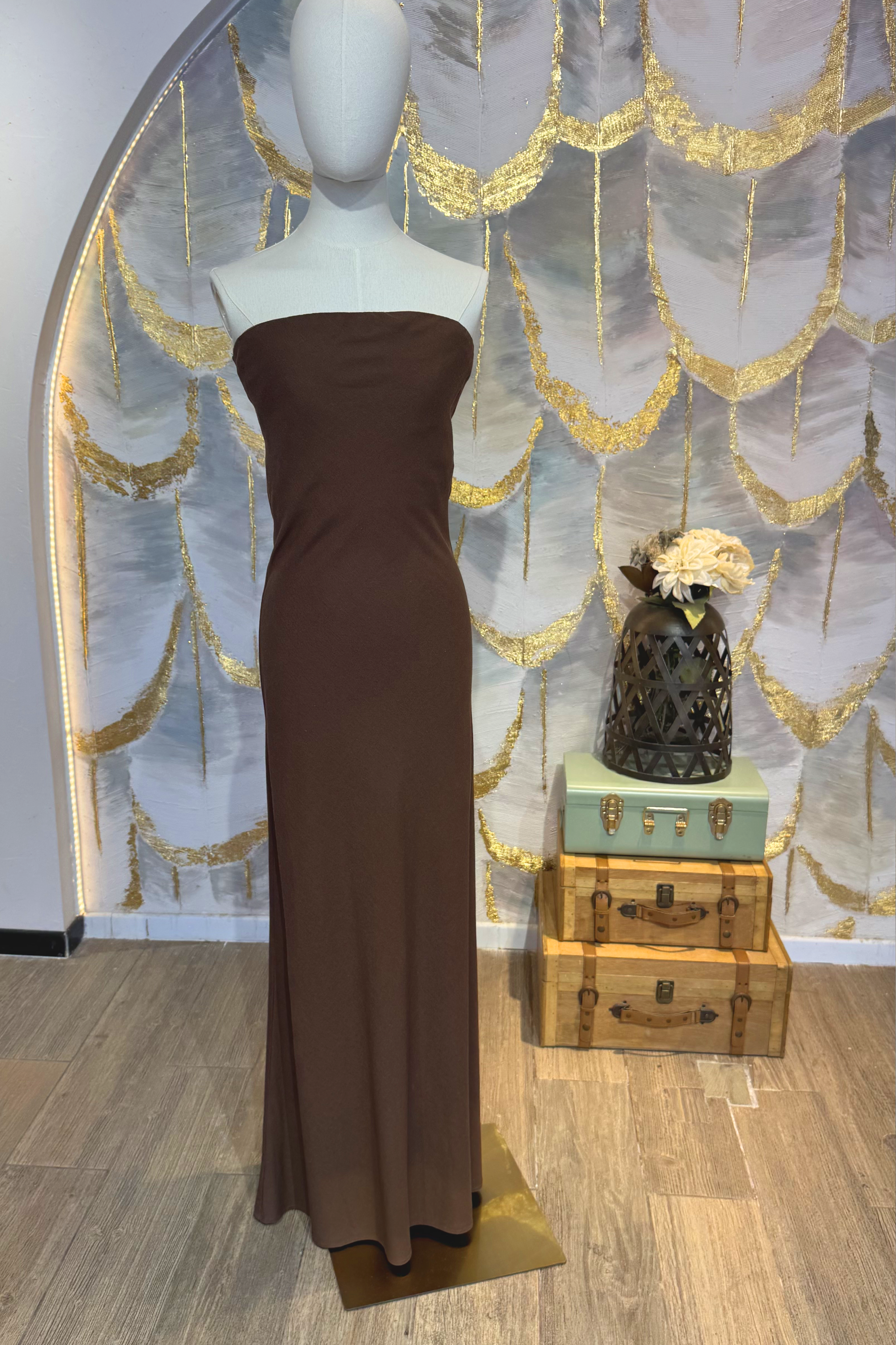 Vestido strapless cafe
