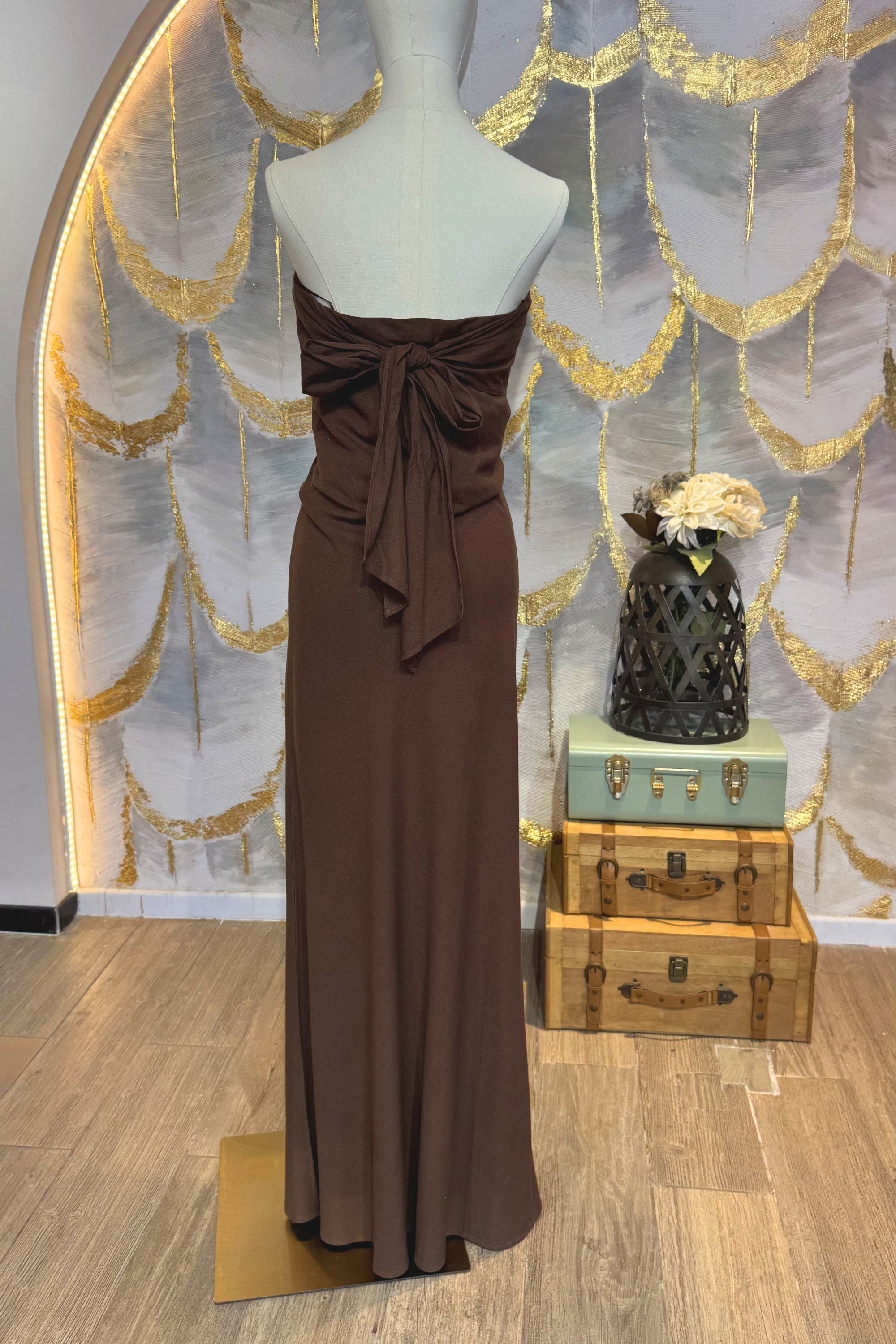 Vestido strapless cafe