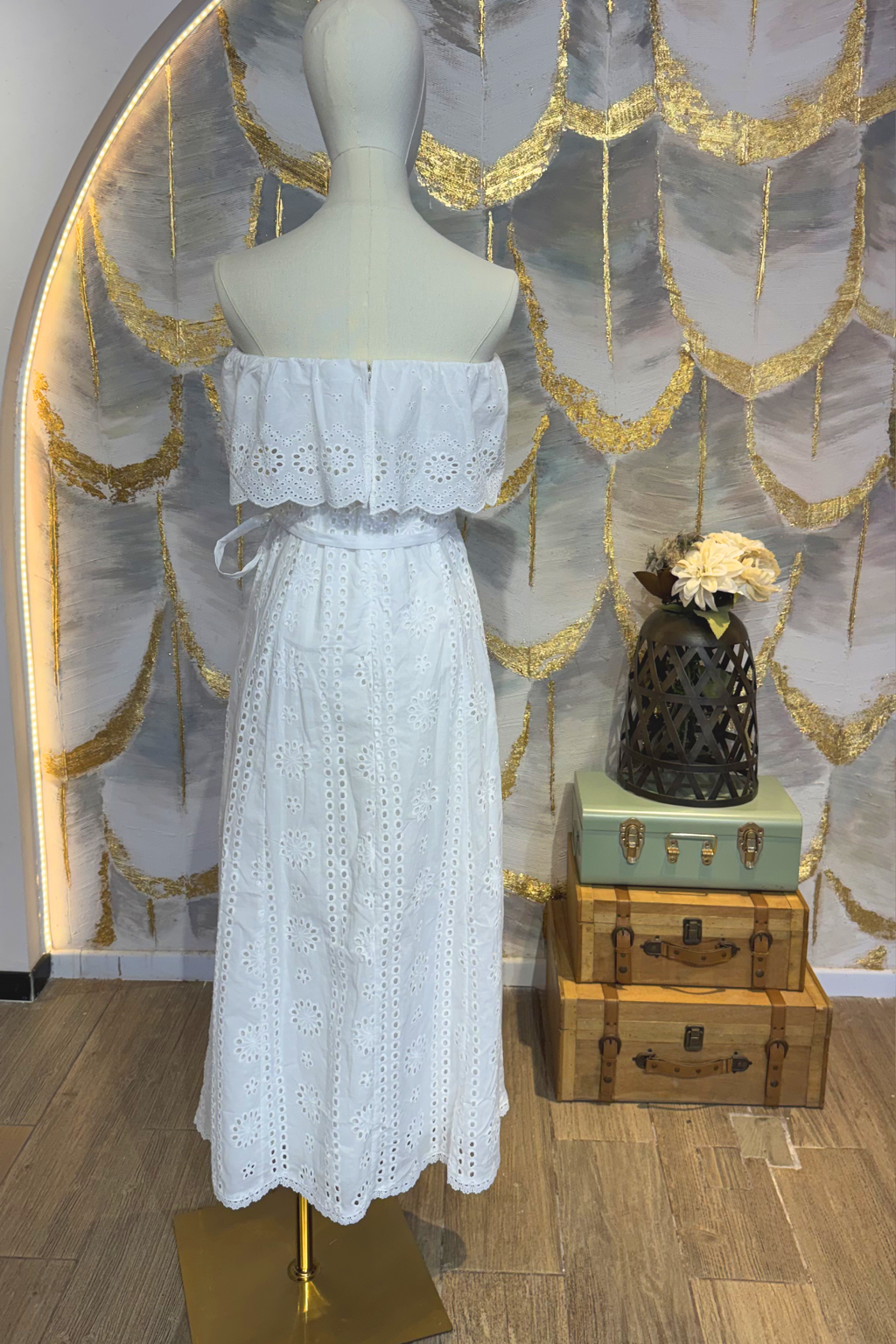 Vestido strapless blanco