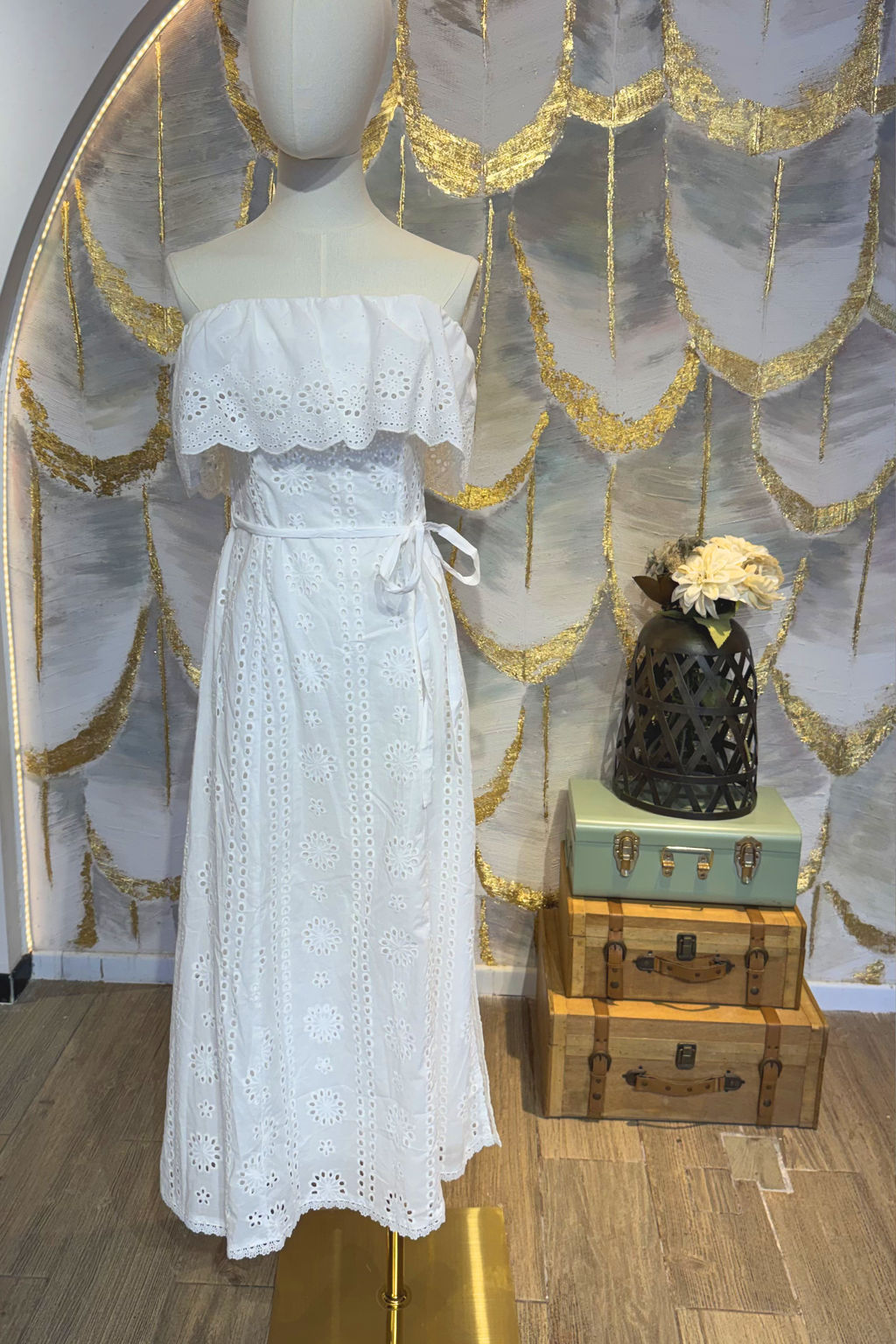 Vestido strapless blanco