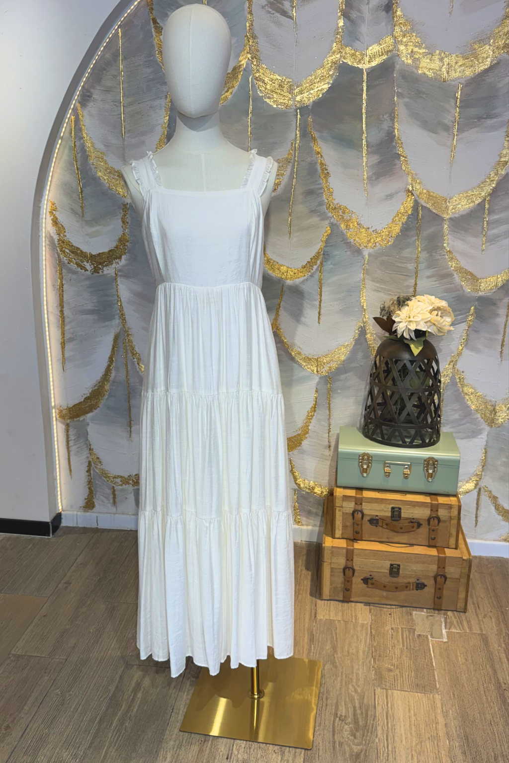 Vestido blanco escalonado