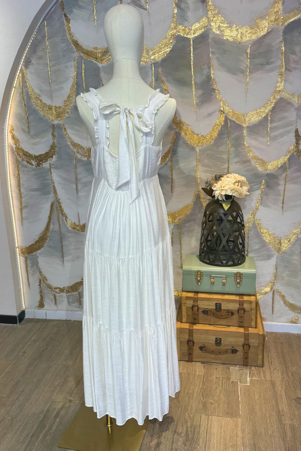Vestido blanco escalonado