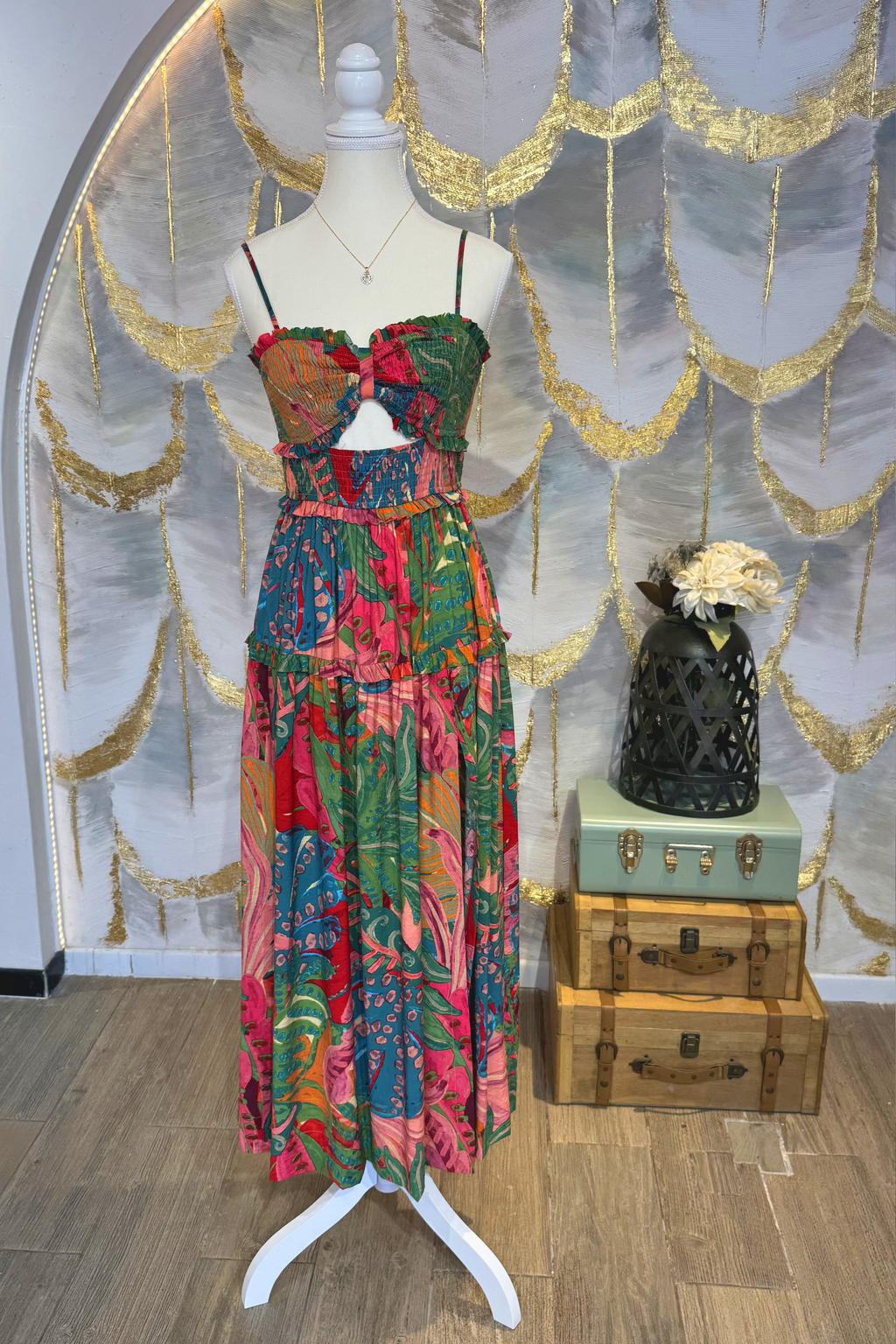 Vestido estampado con tirantes
