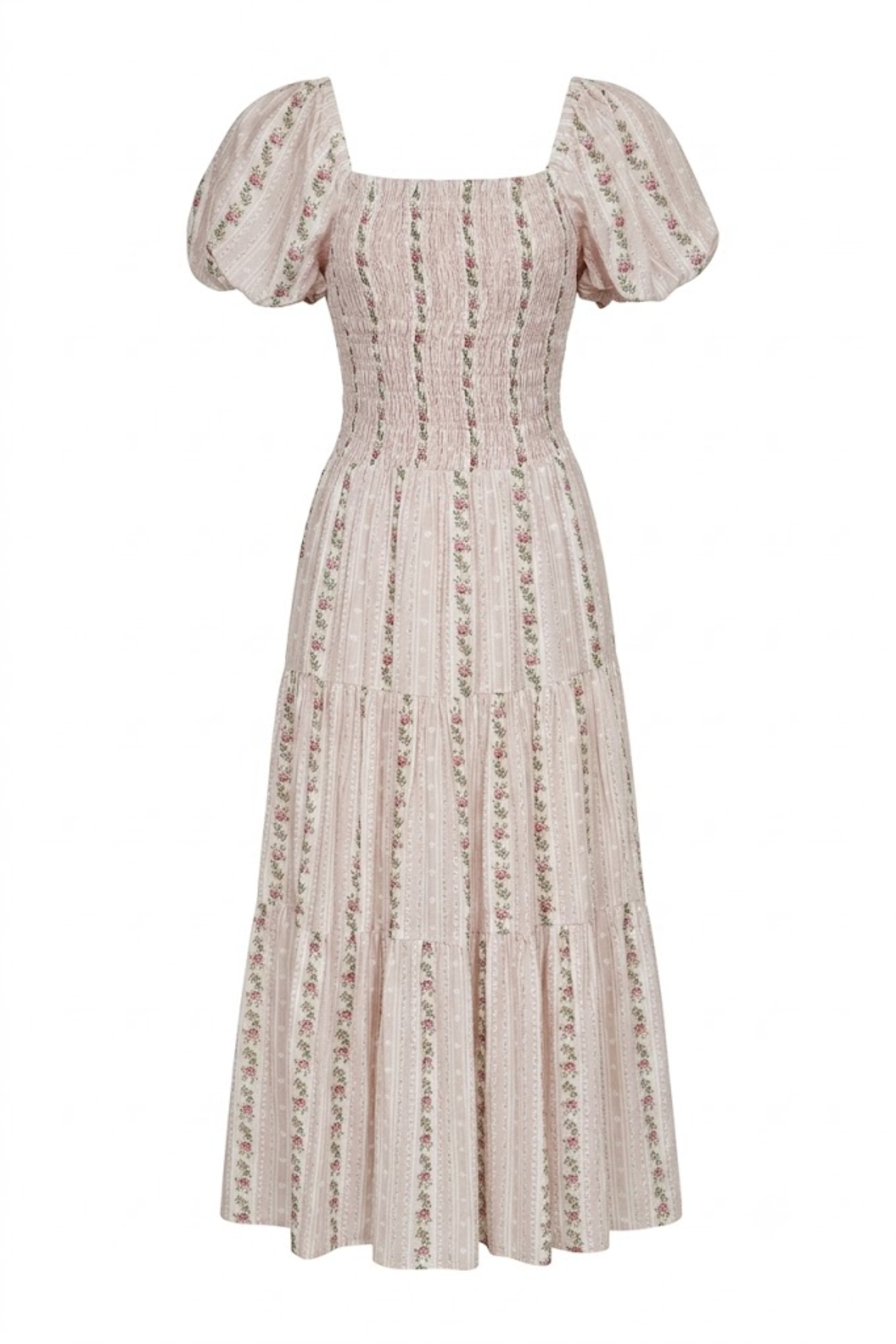 Vestido largo floreado con mangas