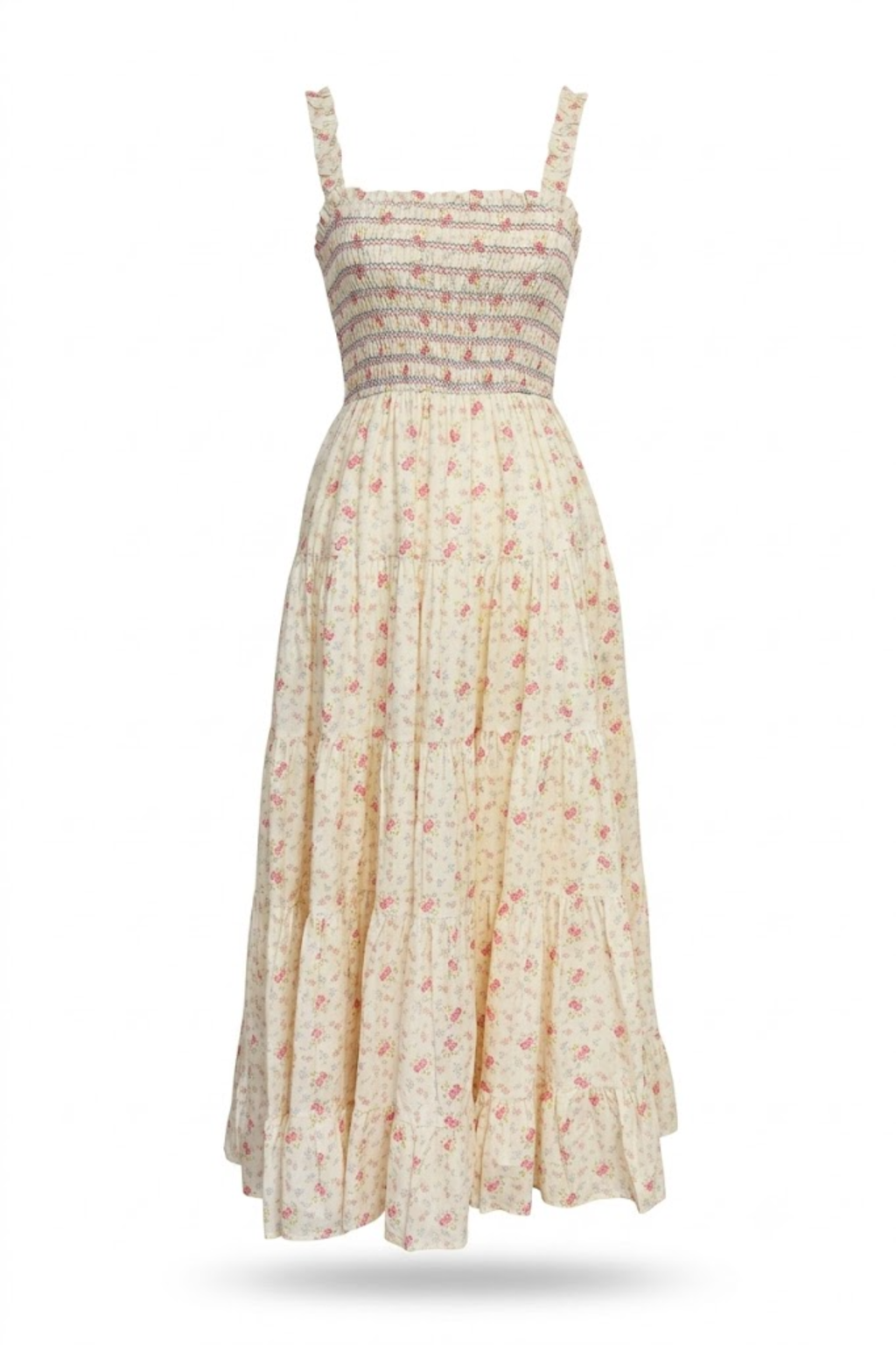 Vestido floral cuello cuadrado