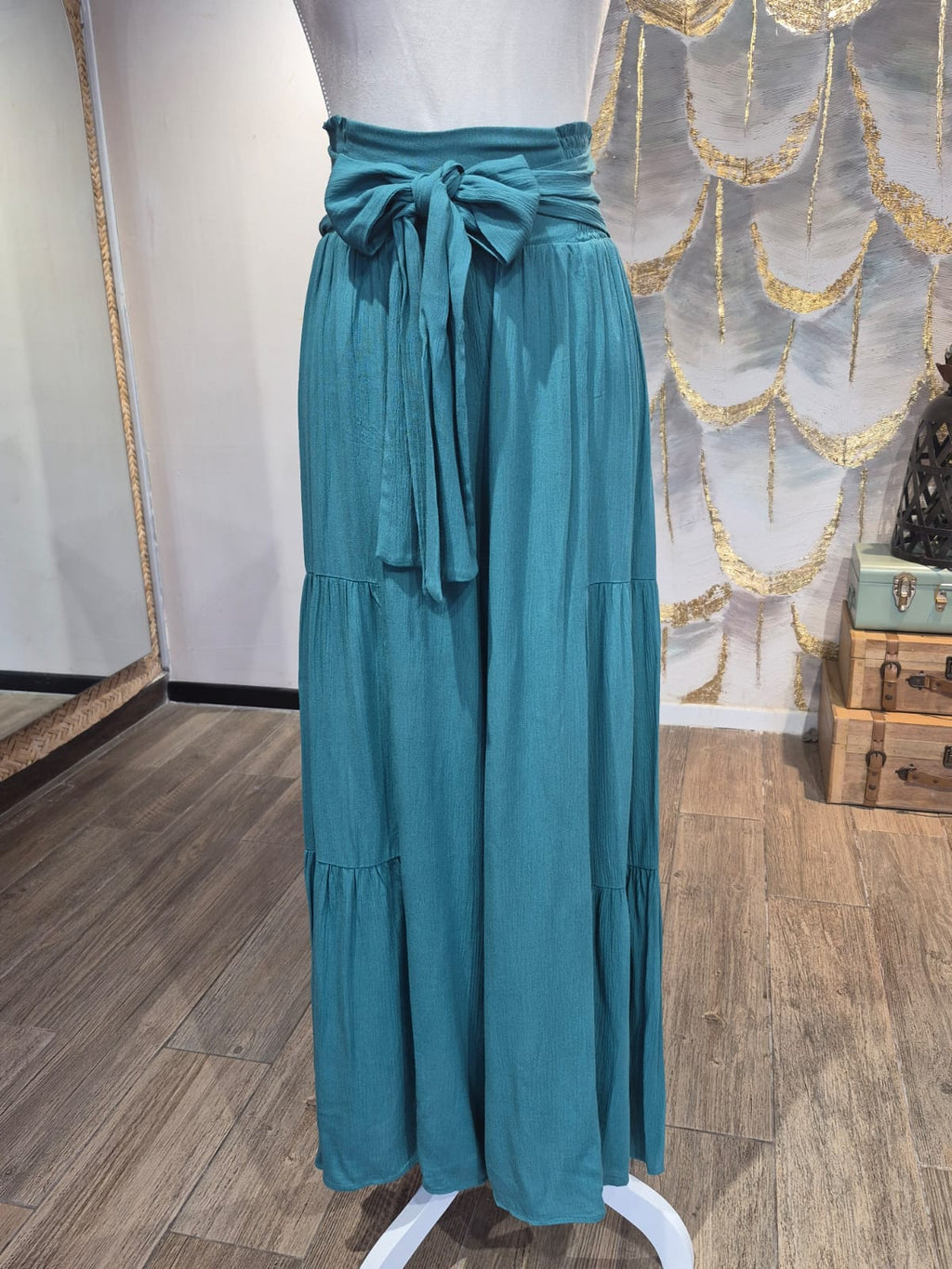 Pantalón palazo azul verdoso