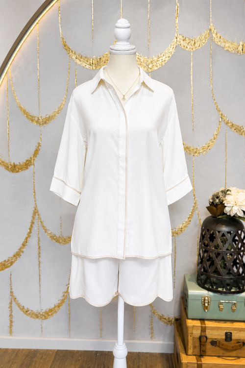 Conjunto camisero ivory rayón