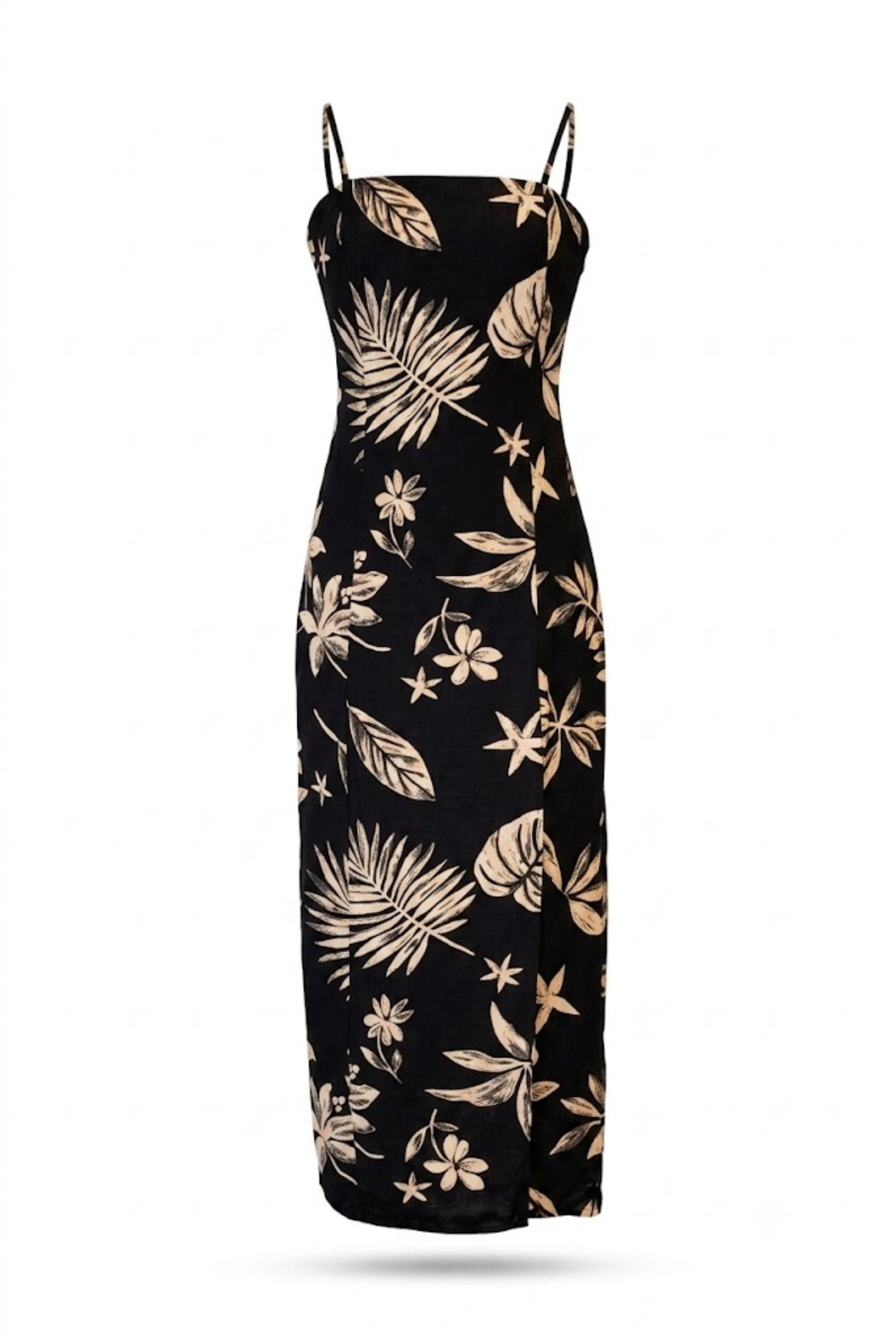 Vestido de tirantes Negro floreado