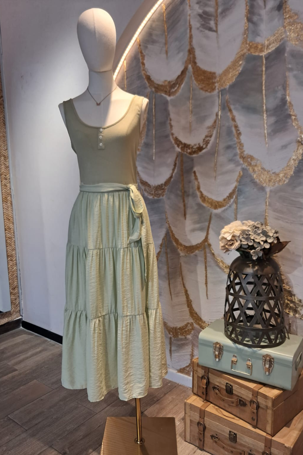 Vestido sin mangas verde